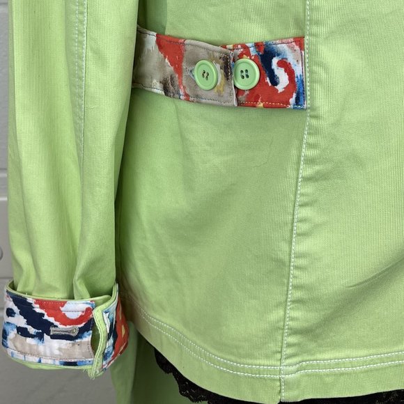 Green Corduroy Custom Embellished Pants Suit - Picture 7 of 7